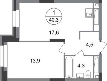 41,3 м², 1-комнатная квартира 9 724 398 ₽ - изображение 6