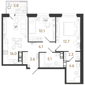 58,5 м², 2-комнатная квартира 20 789 748 ₽ - изображение 16