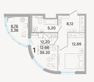 Квартира 38 м², 1-комнатная - изображение 1