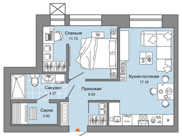 44 м², 2-комнатная квартира 5 905 120 ₽ - изображение 34