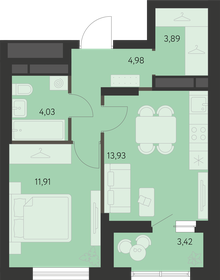 Квартира 40,7 м², 1-комнатная - изображение 1