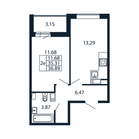 Квартира 36,9 м², 1-комнатная - изображение 3