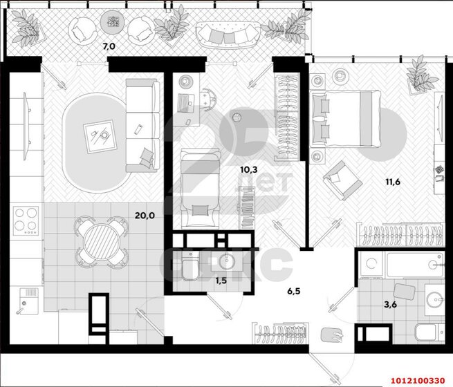 59 м², 2-комнатная квартира 7 200 000 ₽ - изображение 1