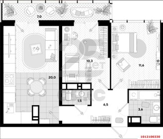 Квартира 59 м², 2-комнатная - изображение 1