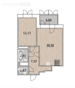 Квартира 45,8 м², 2-комнатная - изображение 1