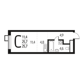 Квартира 25,7 м², студия - изображение 1