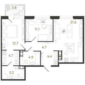 69,3 м², 2-комнатная квартира 24 627 856 ₽ - изображение 18
