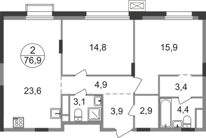 76,9 м², 2-комнатная квартира 17 209 536 ₽ - изображение 24