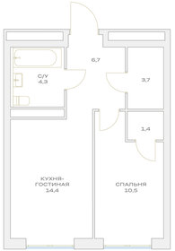 Квартира 39,8 м², 1-комнатная - изображение 1