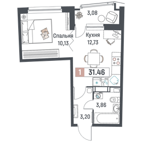 Квартира 31,5 м², 1-комнатная - изображение 1