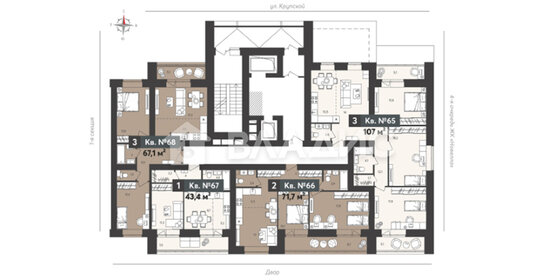 Квартира 71,7 м², 2-комнатная - изображение 2