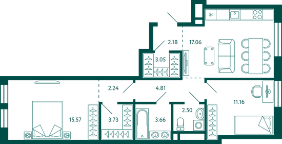 67,3 м², 2-комнатная квартира 8 300 000 ₽ - изображение 83
