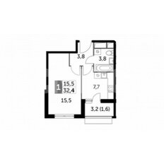 Квартира 32,4 м², 1-комнатная - изображение 4