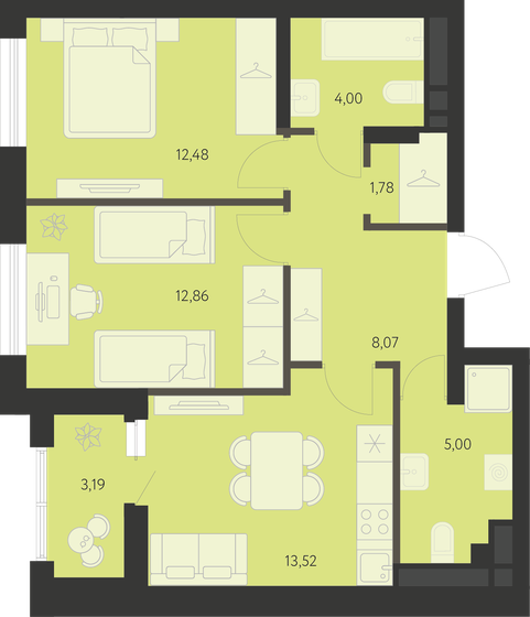 59,3 м², 2-комнатная квартира 8 386 000 ₽ - изображение 1