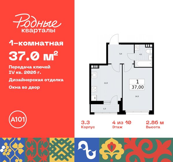 37 м², 1-комнатная квартира 8 214 612 ₽ - изображение 33