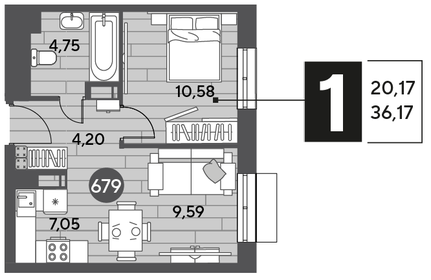 36,2 м², 1-комнатная квартира 6 116 347 ₽ - изображение 24