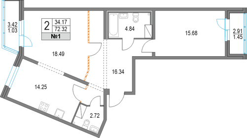 73,5 м², 2-комнатная квартира 17 165 308 ₽ - изображение 61