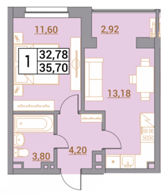 Квартира 35,7 м², 1-комнатная - изображение 1