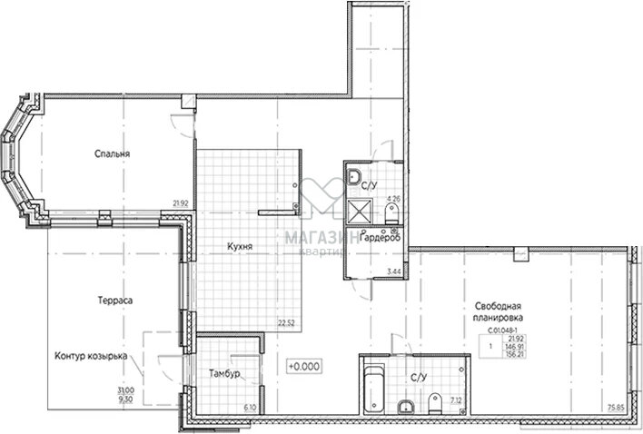 156,2 м², 1-комнатная квартира 80 700 000 ₽ - изображение 1