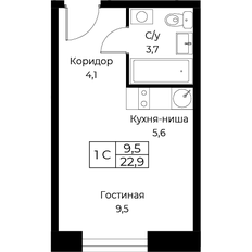 Квартира 22,9 м², студия - изображение 2