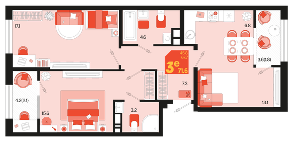 72,5 м², 3-комнатная квартира 8 700 000 ₽ - изображение 8