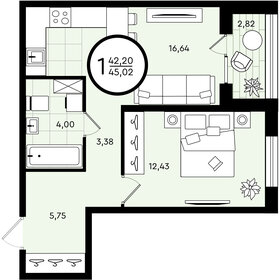 Квартира 45 м², 1-комнатная - изображение 1