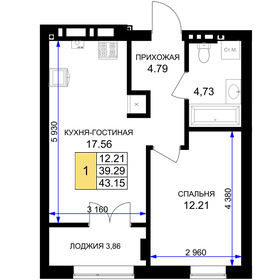 43,2 м², 1-комнатная квартира 4 150 000 ₽ - изображение 38