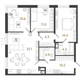 89,6 м², 3-комнатная квартира 23 179 404 ₽ - изображение 18
