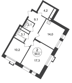 56,4 м², 2-комнатная квартира 13 600 000 ₽ - изображение 164