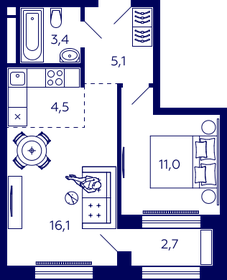 39,3 м², 1-комнатная квартира 5 300 000 ₽ - изображение 23