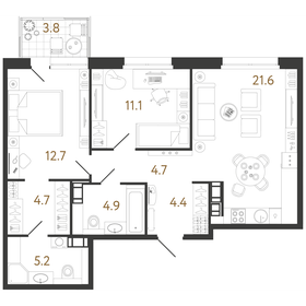 69,2 м², 2-комнатная квартира 21 359 056 ₽ - изображение 73