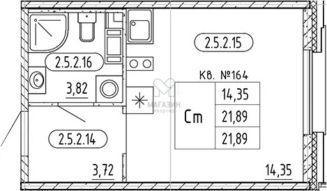 Квартира 21,9 м², студия - изображение 2