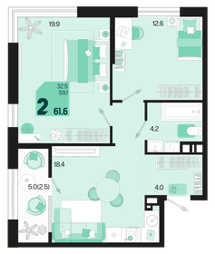 60,3 м², 2-комнатная квартира 8 261 100 ₽ - изображение 12