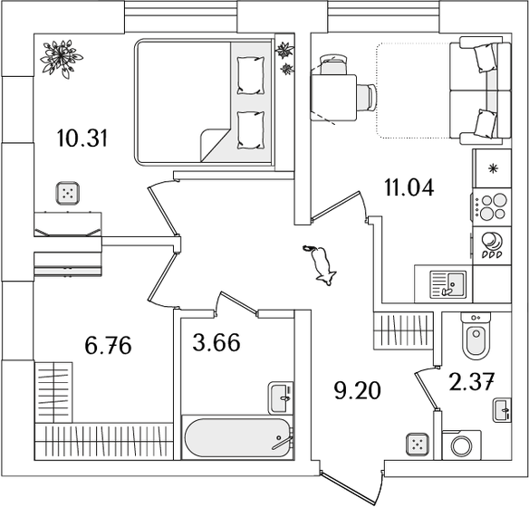 43,3 м², 1-комнатная квартира 11 242 276 ₽ - изображение 16