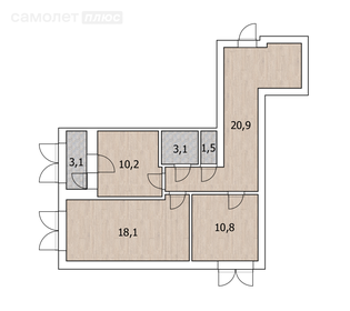 51,4 м², 2-комнатная квартира 10 400 000 ₽ - изображение 69