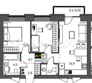 46,7 м², 1-комнатная квартира 5 800 000 ₽ - изображение 139
