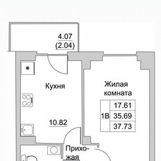 Квартира 37,7 м², 1-комнатная - изображение 2