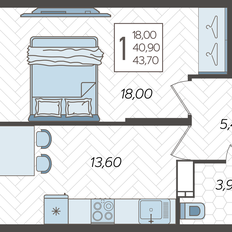 Квартира 43,7 м², 1-комнатная - изображение 2