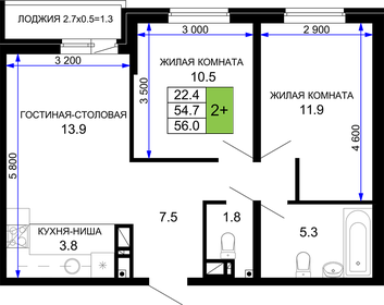 56,5 м², 2-комнатная квартира 6 450 000 ₽ - изображение 80