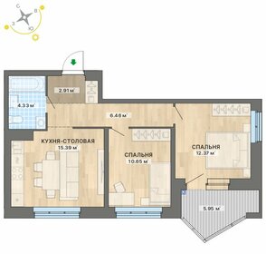 57,5 м², 2-комнатная квартира 7 100 000 ₽ - изображение 29