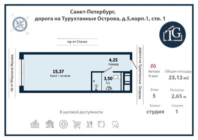 22 м², апартаменты-студия 5 300 000 ₽ - изображение 35