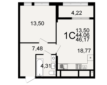 Квартира 46,2 м², 1-комнатная - изображение 1