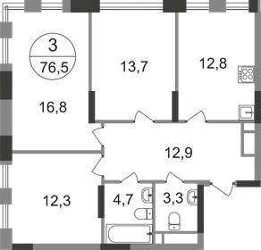 Квартира 76,5 м², 3-комнатная - изображение 1