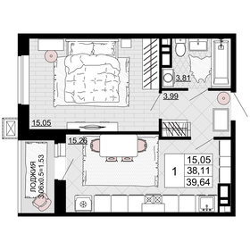 Квартира 39,6 м², 1-комнатная - изображение 1