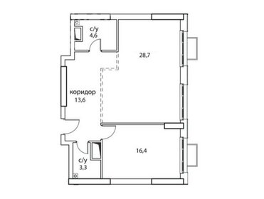 Квартира 67,1 м², 1-комнатная - изображение 1