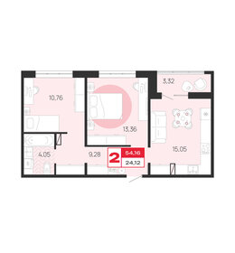 Квартира 54,2 м², 2-комнатная - изображение 1