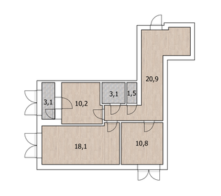 Квартира 64,6 м², 2-комнатная - изображение 1