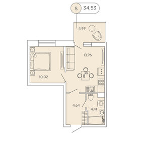 33,3 м², 1-комнатная квартира 5 700 000 ₽ - изображение 15