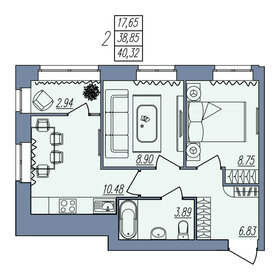 51,5 м², 2-комнатная квартира 4 200 000 ₽ - изображение 93