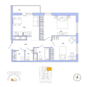 65,3 м², 2-комнатная квартира 12 490 000 ₽ - изображение 70
